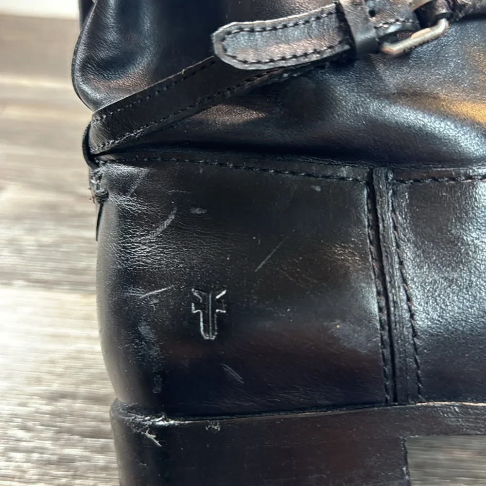 Frye black leather tall boots woman’s size 7B (d3)